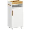 kleankin Armadietto Bagno con Anta, Vassoio Superiore Rimovibile, 4 Ruote e Ripiani Interni Regolabili, in Legno, 40x30x88cm, Bianco | Aosom