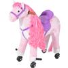 HOMCOM Cavallo a Dondolo per Bambini 3+ Anni con 4 Rotelle, Suoni Realistici e Poggiapiedi, 65x28x75 cm, Rosa|Aosom