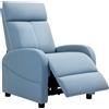 HOMCOM Poltrona Relax Reclinabile con Poggiapiedi in Tessuto Effetto Lino, 69x85x100 cm, Azzurro