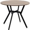 HOMCOM Tavolo Rotondo da Soggiorno per 2 Persone con Sostegno a X, in Legno e Acciaio, Ø90x76 cm, Nero e Marrone