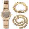 HALUKAKAH Donne Orologio Diamanti,Placcato Oro Reale 18k,Diamanti Pieni Stelle Scintillanti,Quadrante Rotondo,Casuale e Elegante,Orologio Quarzo Cinturino Acciaio Inox,con Catene Cubane 18+40cm