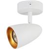 EDO Lampada da soffitto LED Spot OVO 1 Bianco Oro IP20 GU10 a 1 luce Bianco-Oro, Faretto da soffitto orientabile GU10, Faretto, Plafoniera 230V, per Soggiorno Camera da Letto, Anello Oro EDO777236