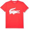 Lacoste T-shirt da tennis oversize con logo XXL da bambino, Granatina/Bianco, 12 Years