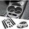 BIXUAN compatibile con Fiat 500 2016-2020 Abarth 595 2017-2021 Tappetini Antiscivolo per Console Centrale Bracciolo Tappetini in Gomma Supporto per Bevande Cuciture Antiscivolo 12 pezzi Bianco