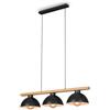 Briloner - Lampada a sospensione, Lampada a sospensione retrò, Lampada a sospensione vintage, 3x E27, max. 40 Watt, Lampada da sala da pranzo, Metallo-legno, Nero, 980x250x1035mm (LxWxH)