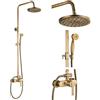 ROZIN Shower Faucet quattro - Sistema Doccia Antico - Montaggio a Parete - Soffione e Doccetta - Ottone - Inclusi Accessori di Montaggio