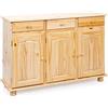 Inter Link - Cassettiera rustica - Credenza - Buffet - Stile rustico - Credenza - Pino massiccio - 3 ante - 3 cassetti - Laccato naturale - Abaco