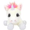 Depesche 11493 Ylvi - Unicorno di Peluche sdraiato, Bianco e con criniera Colorata nei Colori dell'arcobaleno, Alto Circa 30 cm con Accenti argentati