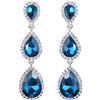 Clearine Orecchini Donna magnifico Piccolo - Grande Triple a goccia Cristallo pendenti Blu Argen-fondo