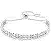 Swarovski Matrix Bracciale Tennis, Gioiello Versatile con Zirconia Bianchi, Pietre a Taglio Round, Design Cupchain, Chiusura a Scorrimento, Placcatura in Tonalità Rodio, 24 cm, 0,4 cm