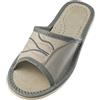 APREGGIO -Pantofole Estive da Donna in Pelle Liscia - Ciabatte Leggere con Zeppa - Pantofole aperte - Prodotto 100% Naturale - Ideali per Casa - Grigio - Taglia 40 EU