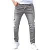 Generico Jeans Uomo Lavoro Cargo Jeans Cargo Hip Hop Drip Elasticizzati Strappati Lavoro Pantaloni Larghi Slim Fit Tasche Laterali Regular Vita Bassa Denim Skinny Baggy Pantalone Uomo Grigio M