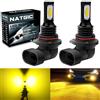 NATGIC HB4 9006 Lampadine Fendinebbia a LED ad Alta Potenza 75W Chip Integrati 3570 CSP 3000K Giallo Dorato e 2400lm per Fari Fendinebbia Luci di Marcia Diurna (Confezione da 2)
