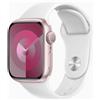 Apple Watch Series 9 Alluminio 41 mm (2023) | GPS | rosa | Cinturino Sport bianco M/L