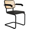 Knoll Breuer Cesca Sedia con braccioli verniciata ultra opaco faggio nero seduta rivestita