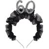 PartyDeco Cerchietto 60 Anni, con stoffa e perline, Nero