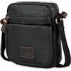 Lois - Borsa a tracolla per uomo in tela e vera pelle. Chiusura con cerniera. Striscia regolabile. Confortevole e resistente. Disegno esclusivo. 307821, Colore Nero