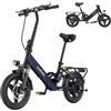 HillMiles Mile 1 Bicicletta elettrica pieghevole, motore da 250 W, batteria da 36 V 10,4 Ah, pneumatici da 14 pollici - Blu