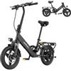 HillMiles Mile 1 Bici elettrica pieghevole, motore da 250 W, batteria da 36 V 10,4 Ah, pneumatici da 14 pollici - Nero