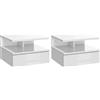 HOMCOM Set da 2 Comodini Moderni Sospesi con Cassetto e Mensola in Legno 35x32x22.5cm, Bianco Lucido|Aosom