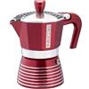 Pedrini Infinity Caffettiera Alluminio 6 tazze, glitterata colore rosso
