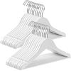SONGMICS Set di 20 Grucce Bambini in Legno Massello, Grucce per Bambini, con Barra Appendiabiti, Scanalature, Gancio Girevole a 360°, Lunghezza di 35 cm, Bianco e Argento CRW06W-20