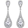 EVER FAITH Orecchini Donna Cristallo austriaco Sposa Elegante 2 goccia Forate Pendente Bianco Argento-fondo