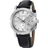 BURBERRY Orologio da donna BU9355 con cinturino in pelle nera a quadri grandi, Nero-argento, 42 mm, Colore: RAL