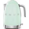 Smeg, Bollitore Temperatura Variabile KLF04PGEU 1,7L, Più Livelli di Temperatura, Filtro Anticalcare Lavabile, Autospegnimento di Sicurezza, Indicatore Livello Acqua, Potenza 2400W, Verde Pastello