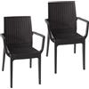 Sedie effetto Rattan con braccioli color Antracite - 2 Sedie
