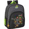 Safta Tartugas Ninja - Zaino scuola per bambini, ideale per bambini di diverse età, comodo e versatile, qualità e resistenza, 27 x 10 x 33 cm, colore: grigio/nero, Grigio/nero, Estándar, Casual
