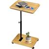 KUKKUME Tavolino Laterale a Forma di C Regolabile in Altezza con Ruote Tavolino Piccolo in Bambù e Metallo da Salotto Girevole a 360°Tavolino Divano Letto per Soggiorno, Bagno o Camera da Letto