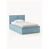 Westwing Collection Letto singolo in velluto a coste con spazio contenitore aggiuntivo Dream - Blu