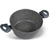 Zanetti - Casseruola Antiaderente 24 cm DURAPIETRA, adatta a tutti i piani cottura incluso induzione, Due Manici, Rivestimento Alto Spessore, Diametro 24 cm