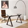 DEGHI Scrivania 150x90 cm piano vetro temperato 10 mm e base in acciaio bronzo - Masao