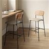 DEGHI Set 2 sgabelli con seduta in similpelle beige e schienale effetto legno - Alabaster