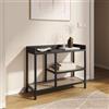 DEGHI Consolle 80x62h cm effetto rovere grano e metallo nero con ripiani - Puton