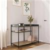 DEGHI Consolle 110x86h cm effetto rovere grano e metallo nero con ripiani - Puton
