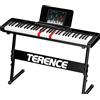 TERENCE Pianoforte Digitale 61 Tasti semi-pesati con Supporti e batteria da 1750mAh e interfaccia MIDI e supporto per spartiti Bluetooth Borsa adesiva Cavo audio Auricolari