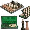 Master of Chess Scacchiera in Legno "PEARL XL" 42 cm - Fatto a Mano Scacchiera Portatile - Verde Grandi Set di Scacchi Pieghevoli per Bambini e Adulti