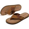 ARRIGO BELLO Infradito Uomo Pelle Ciabatte Eleganti Estive Sandali Mare Piscina Spiaggia Antiscivolo Cuoio Flip Flops Taglia 41-46(B Marrone, Taglia 44)