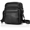 SPAHER Borsello Uomo Tracolla Pelle Borsa a Tracolla Casual Borsa a Spalla da Uomo Borselli da Lavoro Piccolo Messenger Bag per Ufficio/Vita Quotidiana, Idea Regalo per festa del papà, Nero