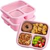 ZHUIYIWIN Lunch Box (confezione da 3), riutilizzabili, con 3 scomparti, per bambini e adulti, contenitori per alimenti divisi, per scuola, lavoro, viaggi (Rosa, 3)