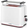 Bosch Hausgeräte Bosch MyMoment TAT3M121 - Tostapane pieghevole rimovibile, con funzione di scongelamento, spegnimento automatico, funzione sollevamento, centraggio del pane, ideale per 2 fette, 800 Watt, bianco opaco