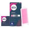 Veet Expert Fasce di Cera Fredda Depilatoria per Depilazione di Gambe e Corpo, con Burro di Karitè, 16 strisce