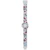 Hip Hop Cinturino Spring Fever, Cinturino Intercambiabile Orologio Donna per Cassa da 32 mm Colore Bianco cn Stampa Fiori di Campo Rosa in Silicone Morbido Resistente all'Acqua HBU0996