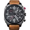 AVI-8 Mens 45mm Hawker Hunter Retrograde Chronograph Charcoal Ember Brown Japanese Quartz Pilot Watch with Leather Strap AV-4052-02