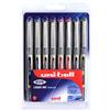 Uni-Ball Penna rollerball UB-157 Eye Fine, inchiostro di colori assortiti Uni-ball Super Ink, pennino da 0,7 mm, confezione da 8 pezzi