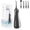 Sawgmore Idropulsore Dentale, Irrigatore Orale Professionale con 4 Modalità e 4 Ugelli di Ricambio, Ricaricabile USB, Impermeabile IPX7 Water Orale Flosser Pulizia Denti Ideale per Viaggi a Casa