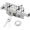 SMZhomeone Serratura per cancello esterno antifurto meccanica con 2 chiavi, serratura di sicurezza in ferro argento per porte in ferro e legno recinzione da giardino 185 x 67 mm (sinistra)